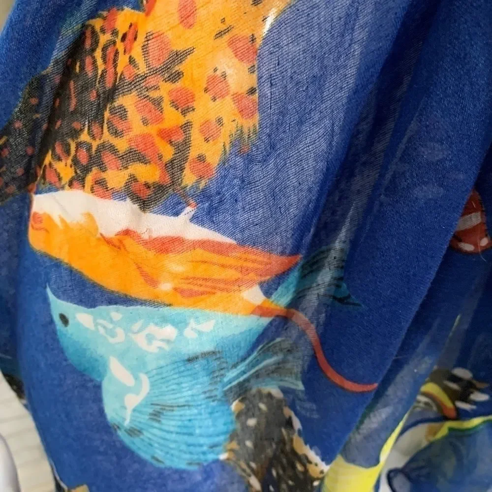 ‎Blue bird print scarf/wrap/sarong - OS